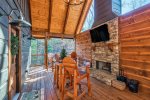 Large Porch with Outdoor Fireplace & 58-inch TV